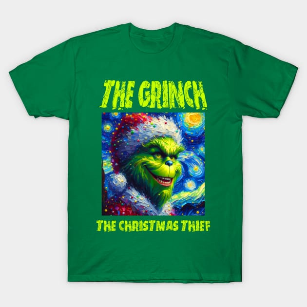 Grinch in starry night T-Shirt by FUN GOGH